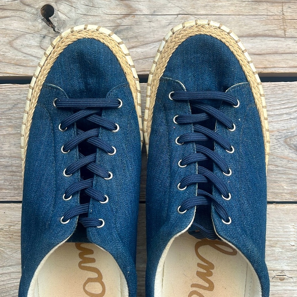 Sam Edelman Kavi Platform Espadrille Sneakers Denim Blue 8.5 Rope Sole - Picture 15 of 16